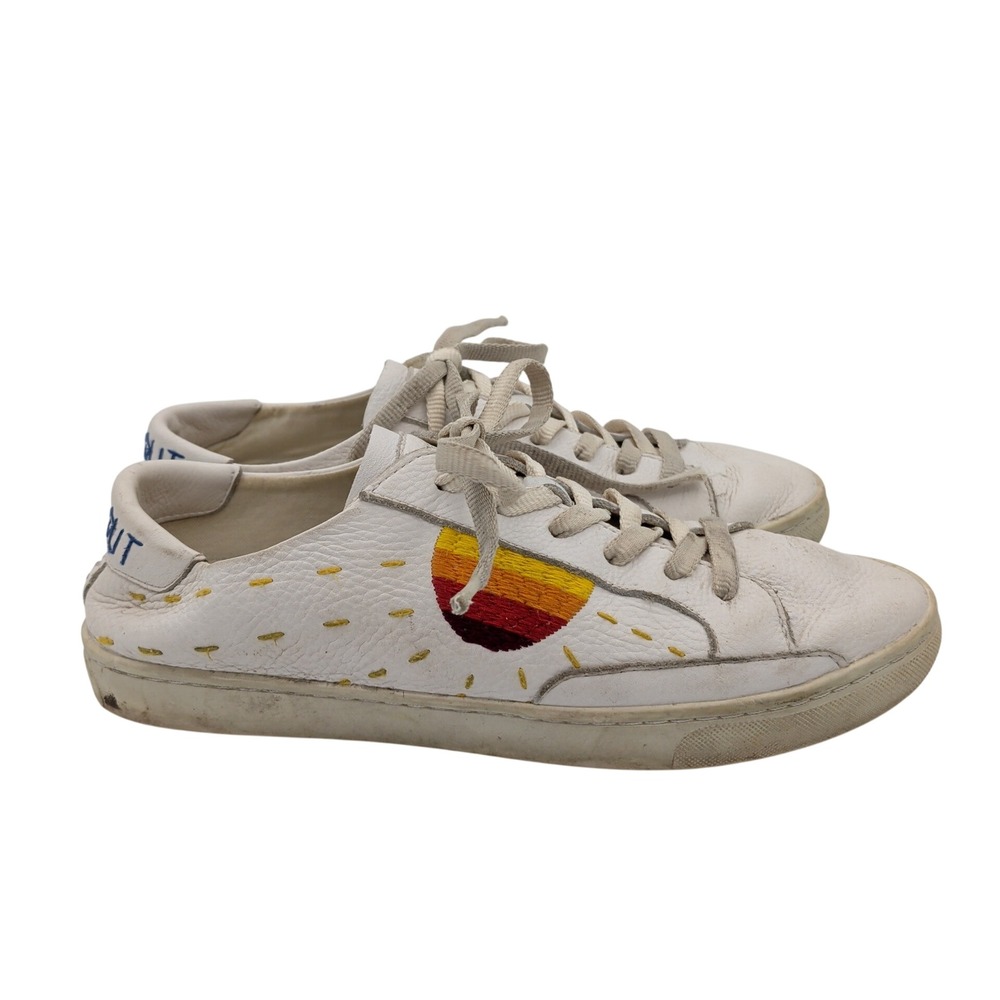 Soludos Peace Out Sunset White Leather Low Top Sneakers Womens 11 Retro Boho